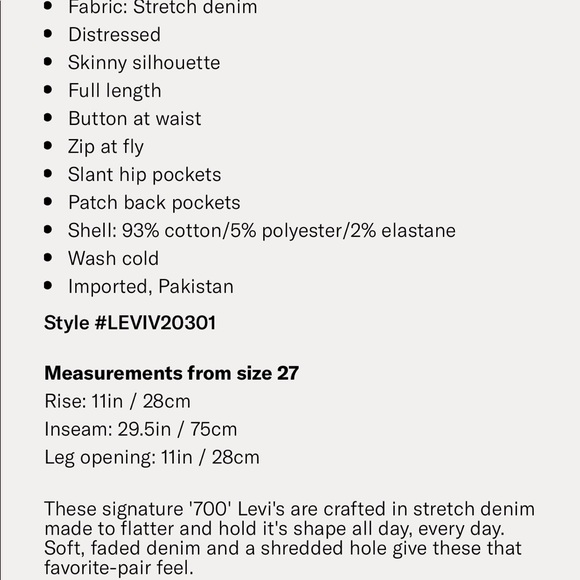 ✨LAST1 sz29 NWT Levi’s 721 High Rise Skinny Jean - Picture 5 of 8